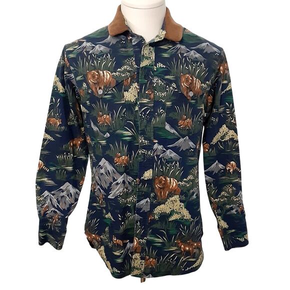 Mo Betta Western Shirt Suede Collar Bear Mountain Button Up Shirt Garth Brooks - Picture 1 of 9